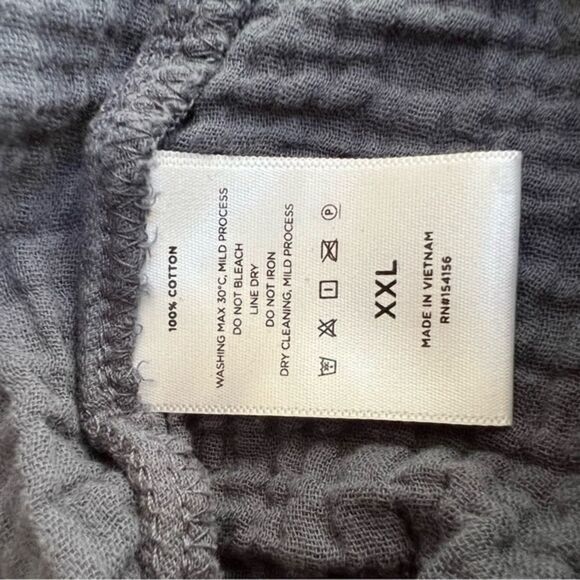 MOTE Crepe V-Neck Tunic Blouse cotton gray/blue top size XXL. - Picture 6 of 6